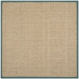 Safavieh Natural Fiber 6'-0" x 6'-0" Rug in Natural / Dusty Teal Blue