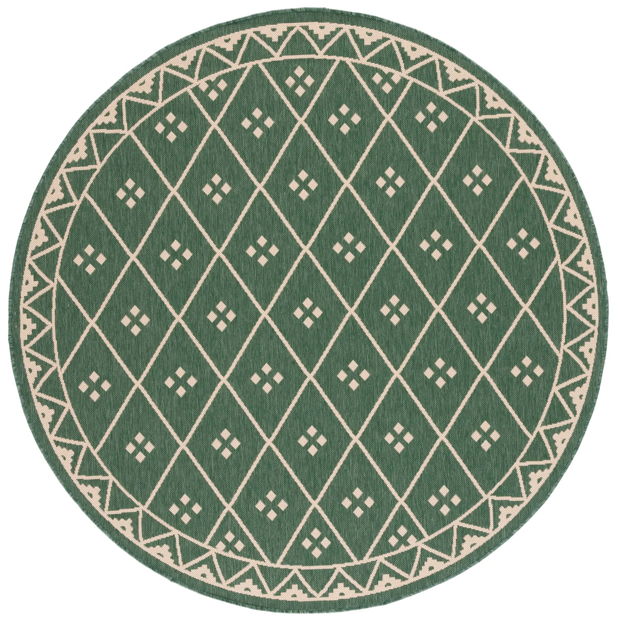 Safavieh Courtyard 6'-7" x 6'-7" Rug in Dark Green / Beige