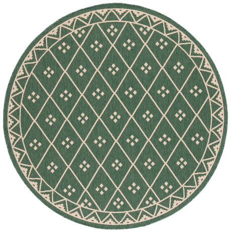 Safavieh Courtyard 6'-7" x 6'-7" Rug in Dark Green / Beige