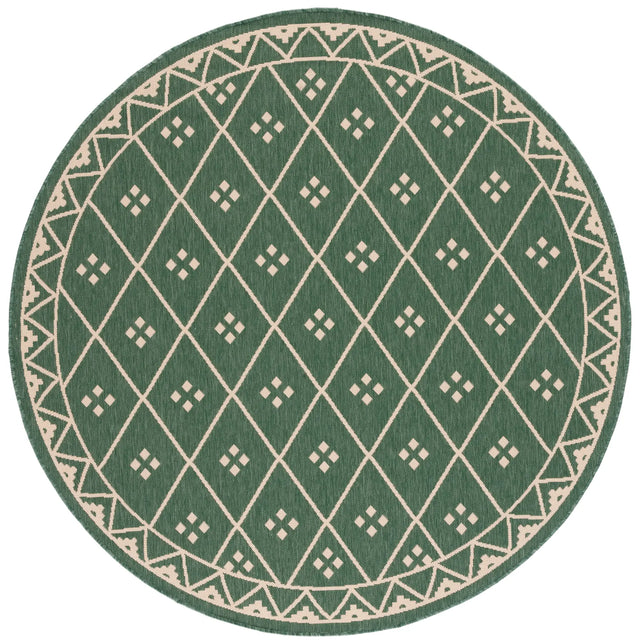 Safavieh Courtyard 6'-7" x 6'-7" Rug in Dark Green / Beige