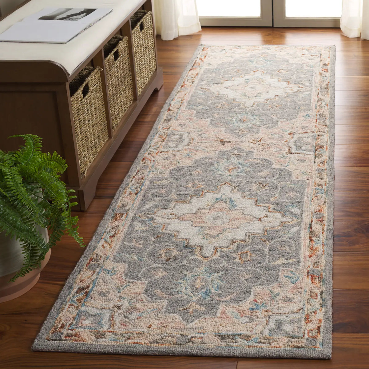 Safavieh Anatolia 2'-3" x 8'-0" Rug in Grey / Rust