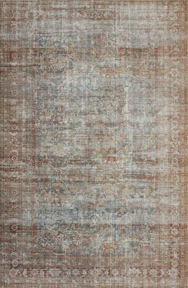 Chris Loves Julia x Loloi Jules 5-Jul Lagoon / Brick Rug - main flat