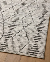 Loloi Kamala Kam-02 Charcoal/Dove Rug - angled corner on wood