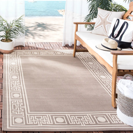 Safavieh Courtyard 4'-0" x 5'-7" Rug in Dark Beig / Beige