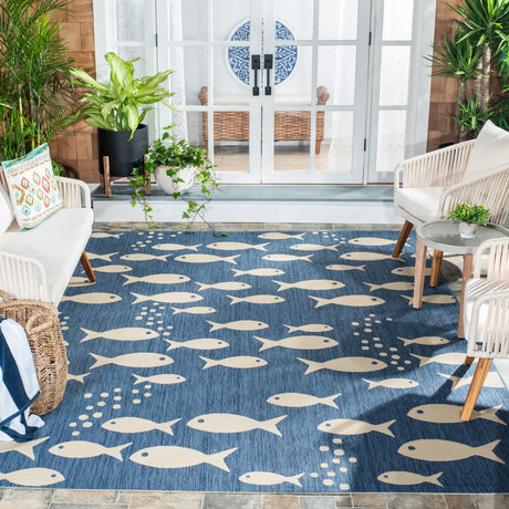 Safavieh Courtyard 10'-0" x 14'-0" Rug in Blue / Beige
