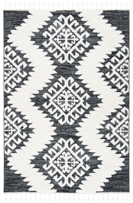Safavieh Moroccan Tassel Shag 4'-0" x 6'-0" Rug in Dark Grey / Ivory