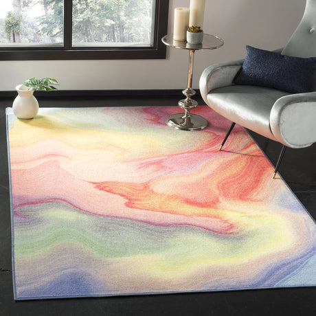 Safavieh Paint Brush 4'-4" x 6'-0" Rug in Fuchsia / Yellow