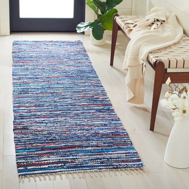 Safavieh Rag Rug 2'-3" x 10'-0" Rug in Blue / Multi