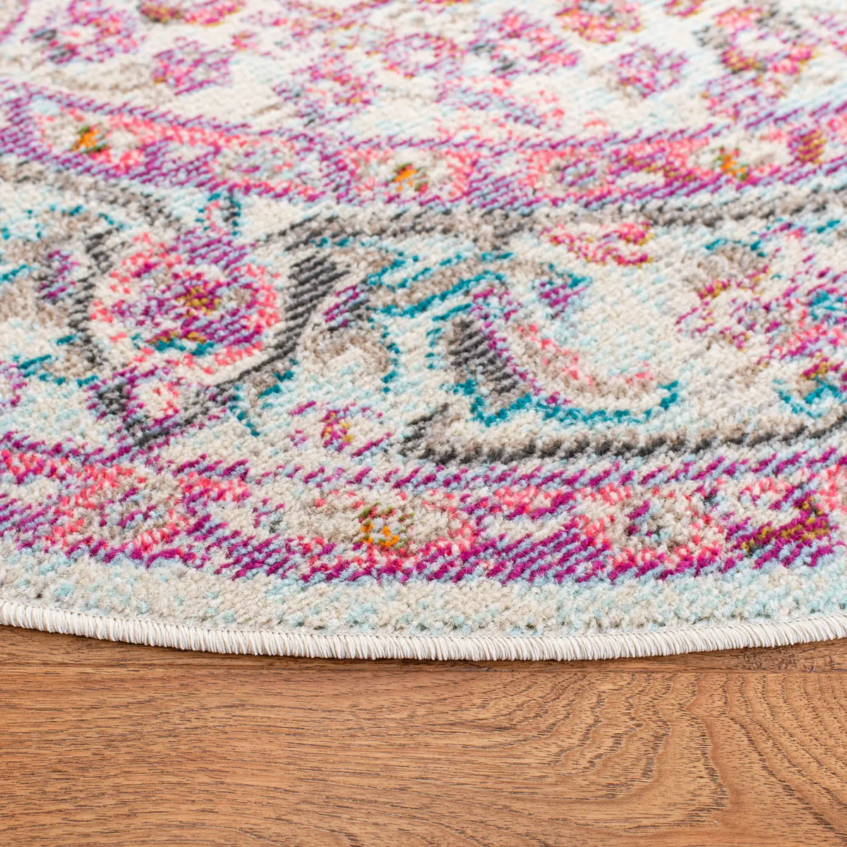 Safavieh Madison 200 6'-7" x 6'-7" Rug in Beige / Fuchsia