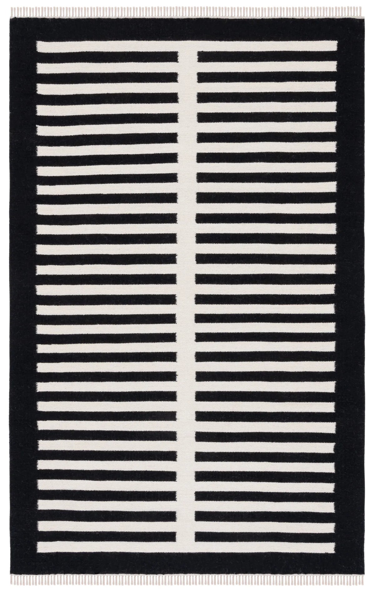 Safavieh Striped Kilim 4'-0" x 6'-0" Rug in Ivory / Black