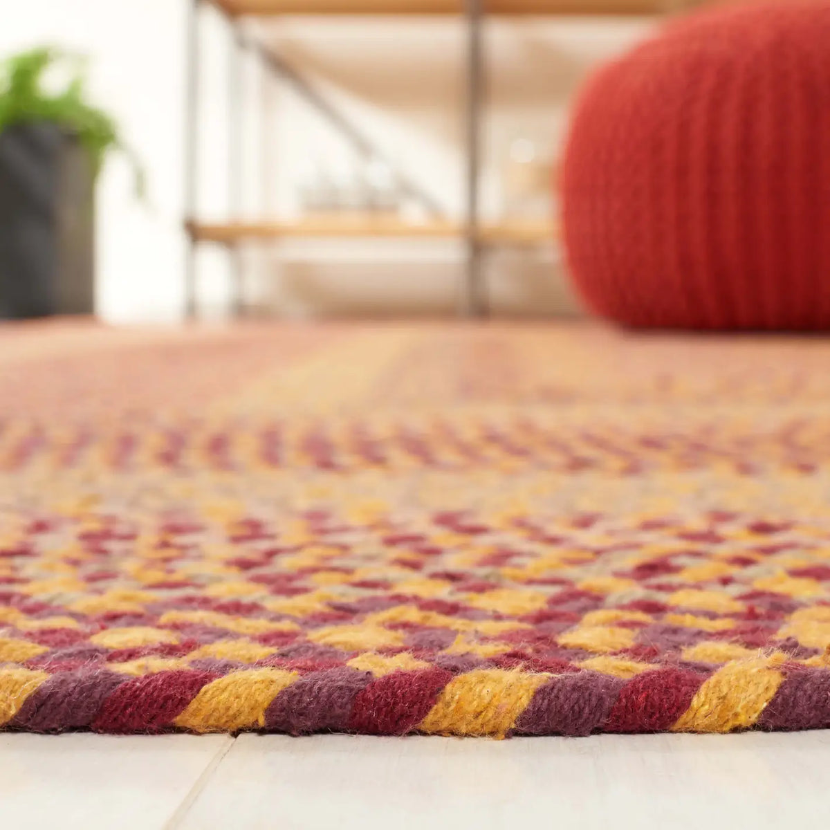 Safavieh Braided 4'-0" x 6'-0" Rug in Yellow / Red