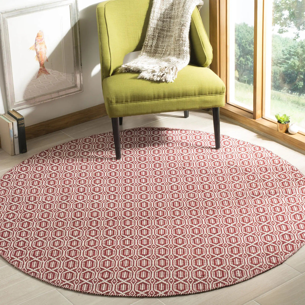 Safavieh Montauk 6'-0" x 6'-0" Rug in Ivory / Red
