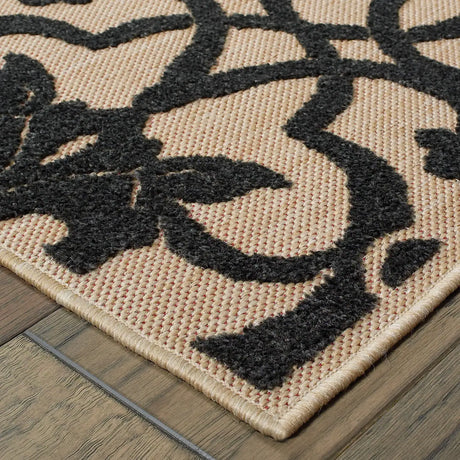 Oriental Weavers Sphinx Cayman 001B9 Sand / Charcoal Rugs - corner detail