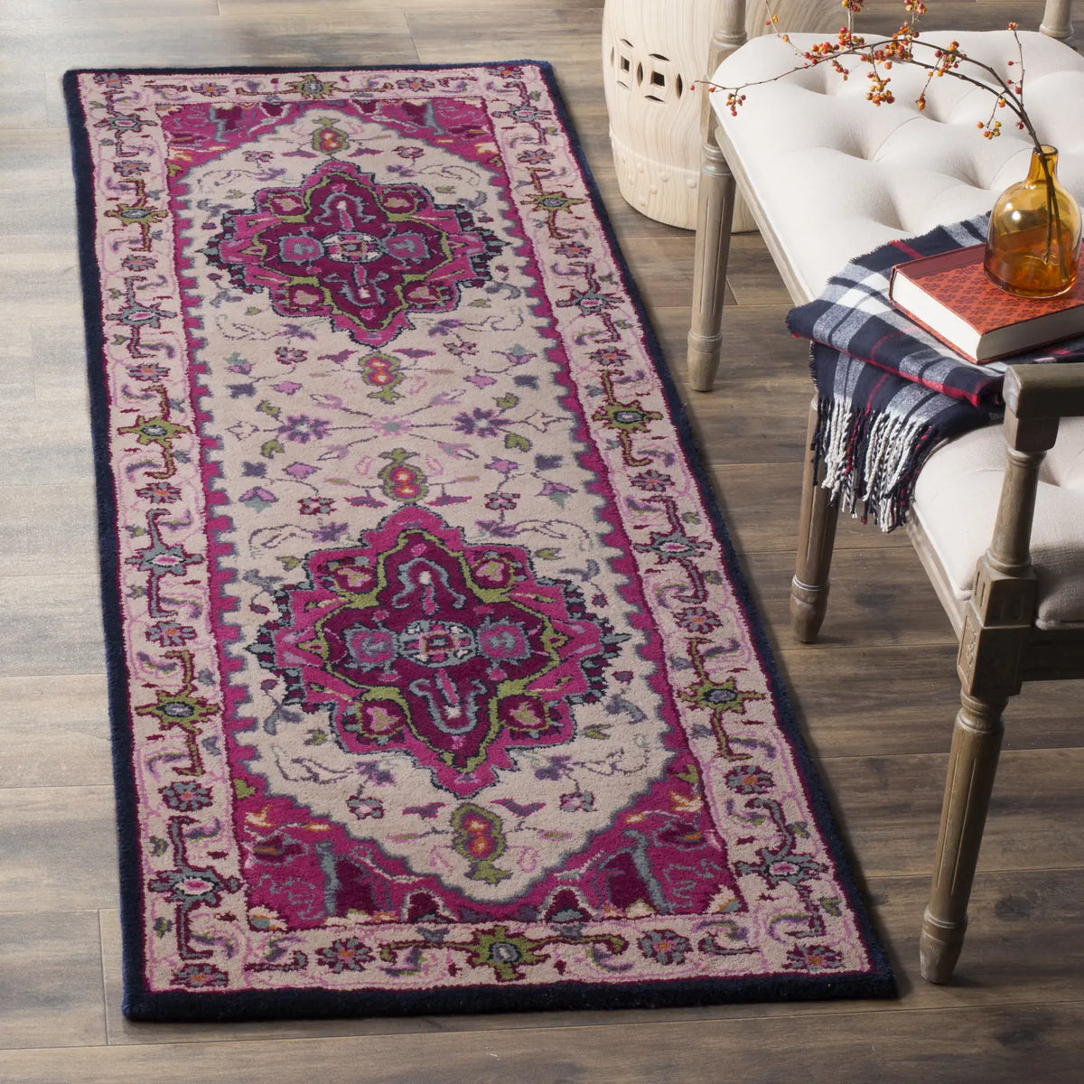 Safavieh Bellagio 2'-3" x 11'-0" Rug in Ivory / Pink