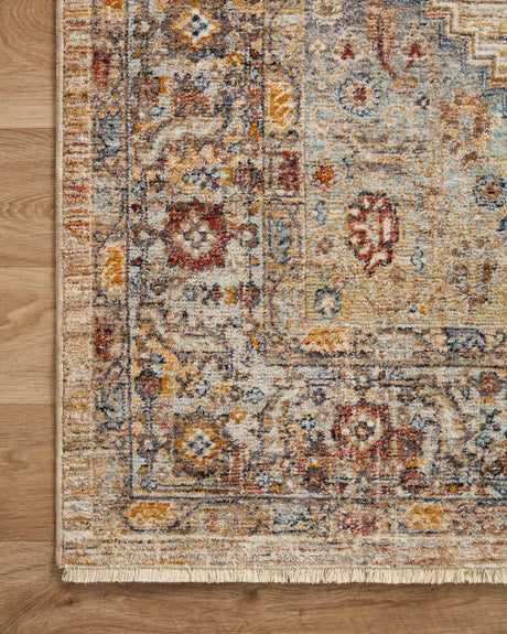 Loloi Sorrento Sor-06 Multi/Sunset Rug - corner on wood