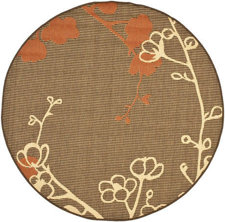 Safavieh Courtyard 5'-3" x 5'-3" Rug in Brown Natural / Terracotta
