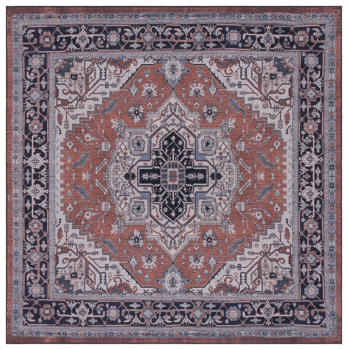 Safavieh Tucson 6'-0" x 6'-0" Rug in Rust / Navy