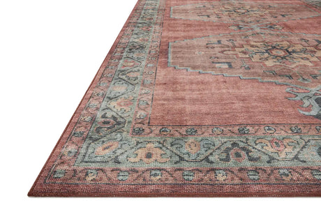 Loloi Heidi Hei-05 Spice/Aqua Rugs - rug corner