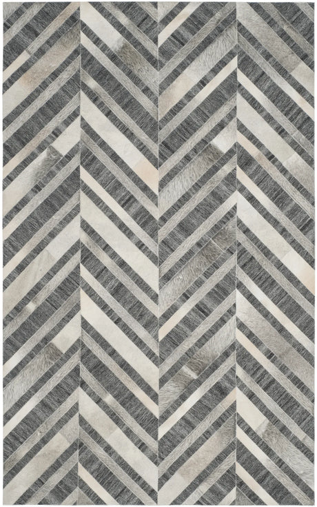 Safavieh Studio Leather 4'-0" x 6'-0" Rug in Ivory / Dark Grey