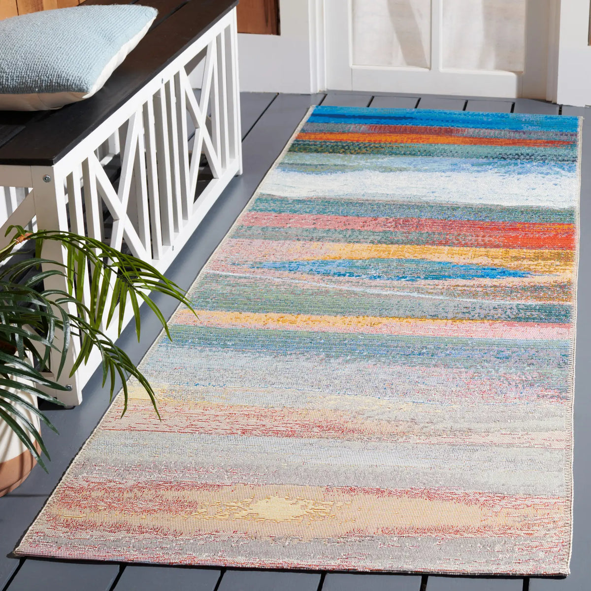 Safavieh Barbados 500 2'-8" x 10'-5" Rug in Light Blue / Pink