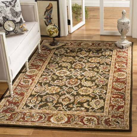 Safavieh Classic 4'-0" x 6'-0" Rug in Dark Olive / Red