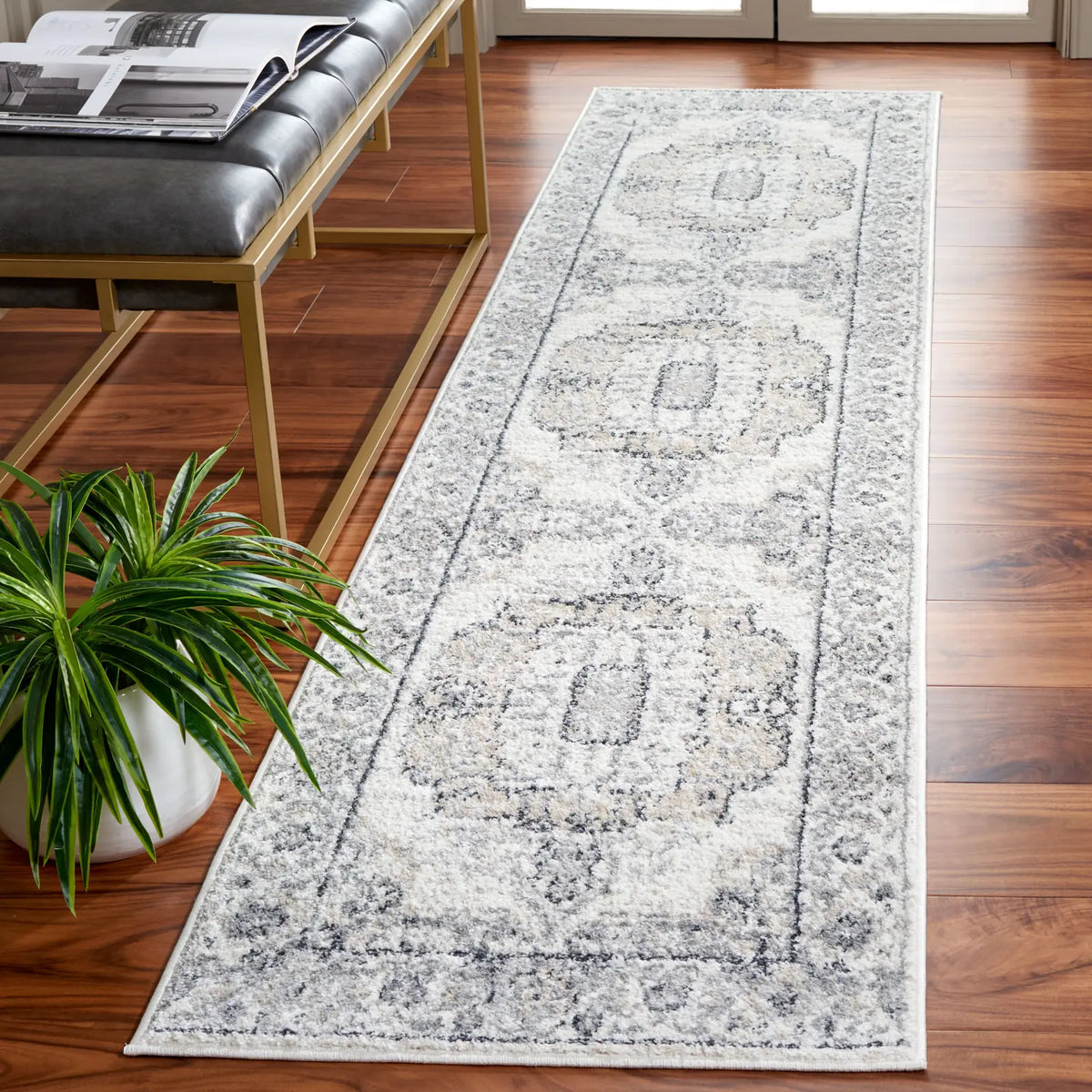 Safavieh Layla 2'-2" x 9'-0" Rug in Ivory Grey / Charcoal