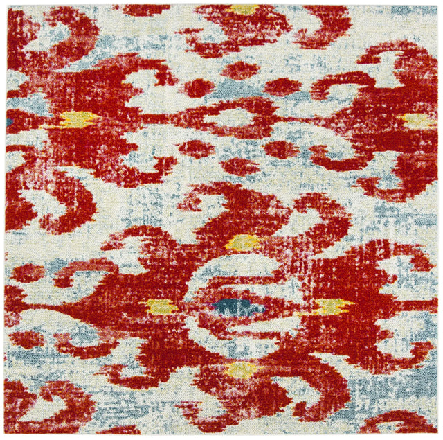 Safavieh Watercolor 6'-7" x 6'-7" Rug in Brickred / Light Blue