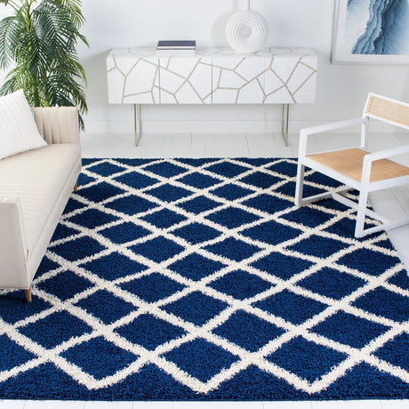 Safavieh Sgd-Dallas Shag 6'-0" x 9'-0" Rug in Navy / Ivory