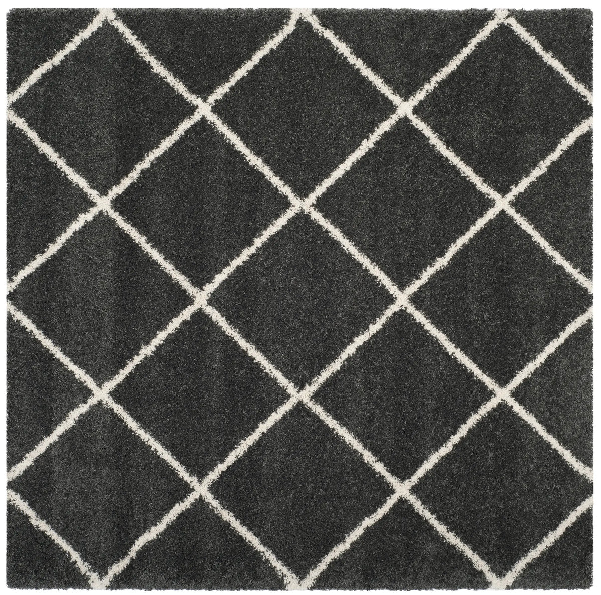 Safavieh Hudson Shag 7'-0" x 7'-0" Rug in Dark Grey / Ivory