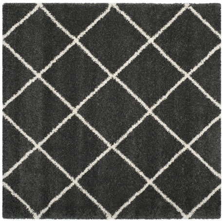 Safavieh Hudson Shag 7'-0" x 7'-0" Rug in Dark Grey / Ivory