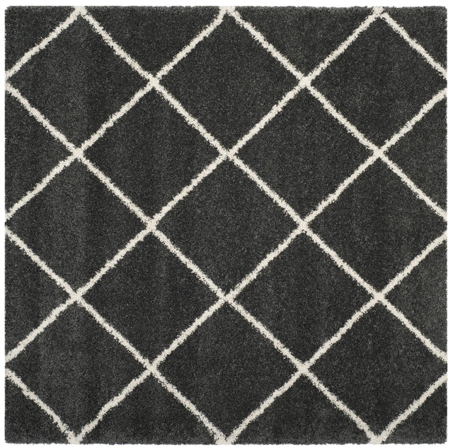 Safavieh Hudson Shag 7'-0" x 7'-0" Rug in Dark Grey / Ivory