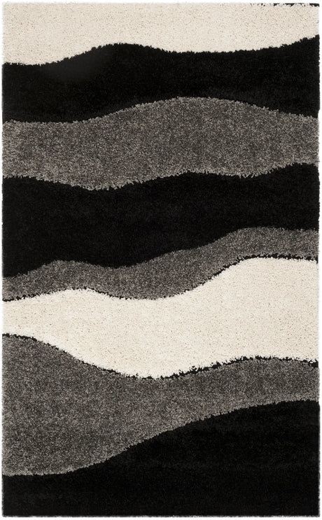 Safavieh Florida Shag 3'-3" x 5'-3" Rug in Grey / Black