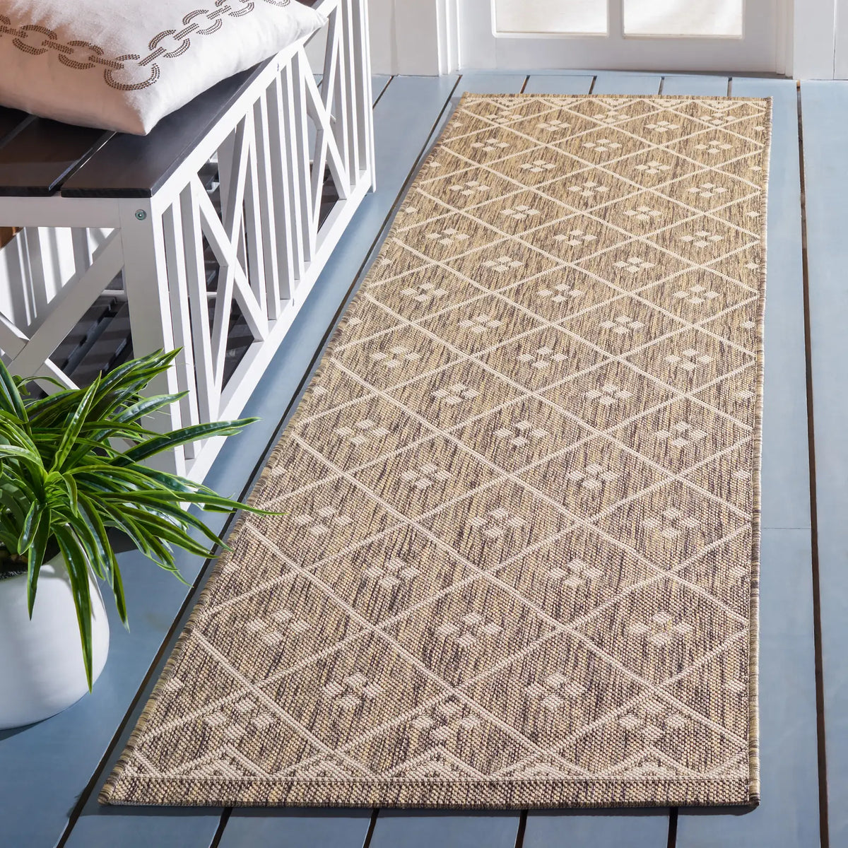 Safavieh Courtyard 2'-3" x 8'-0" Rug in Brown / Light Beige