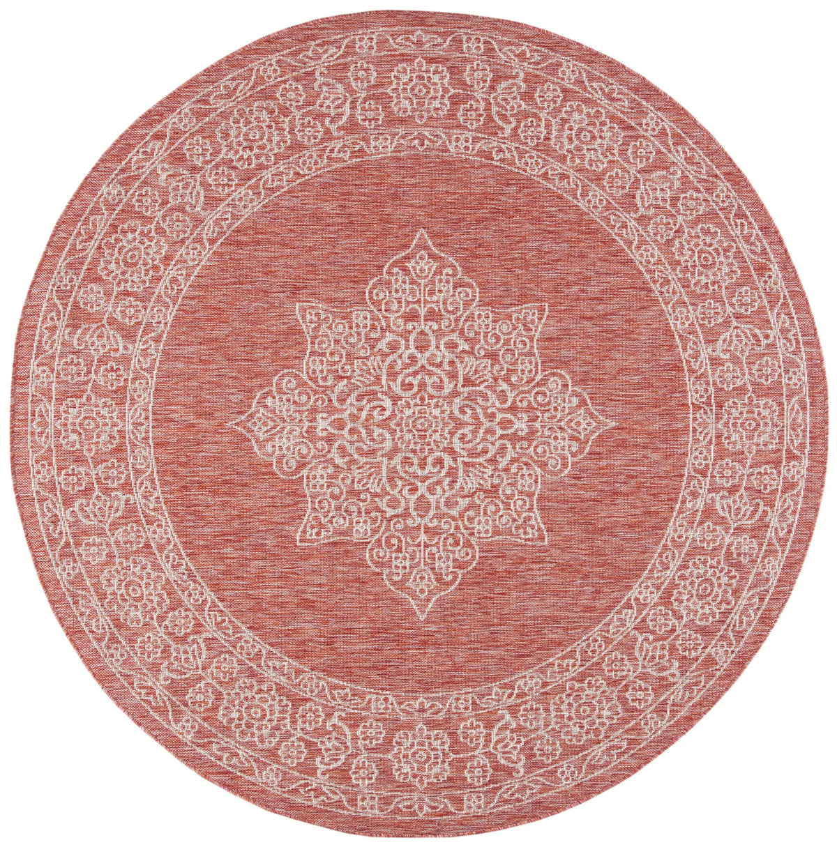 Safavieh Courtyard 5'-3" x 5'-3" Rug in Rust / Ivory