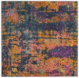 Safavieh Madison 6'-7" x 6'-7" Rug in Blue / Orange