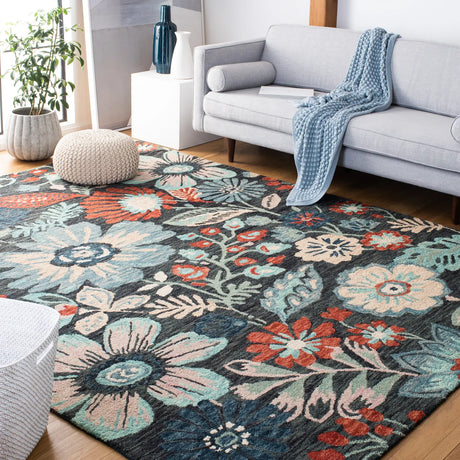 Safavieh Jardin 8'-0" x 10'-0" Rug in Charcoal / Blue