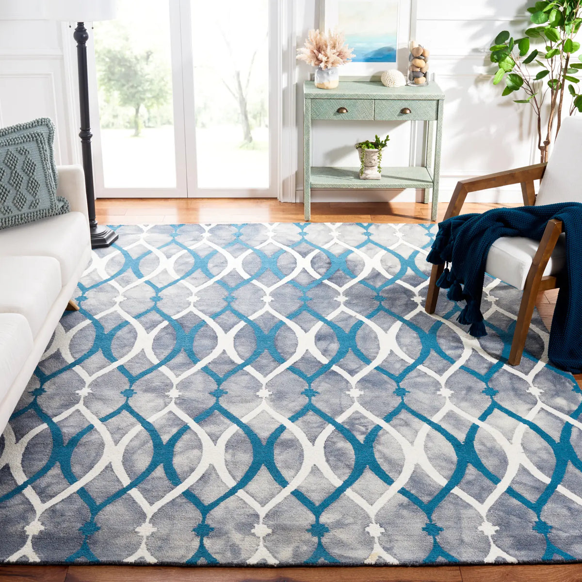 Safavieh Dip Dye 10'-0" x 14'-0" Rug in Grey / Ivory Blue