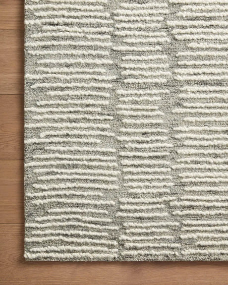 Loloi Tallulah Tll-04 Stone/Ivory Rug - corner on wood