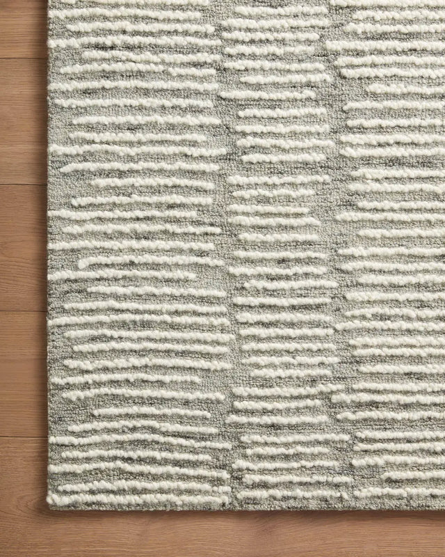 Loloi Tallulah Tll-04 Stone/Ivory Rug - corner on wood