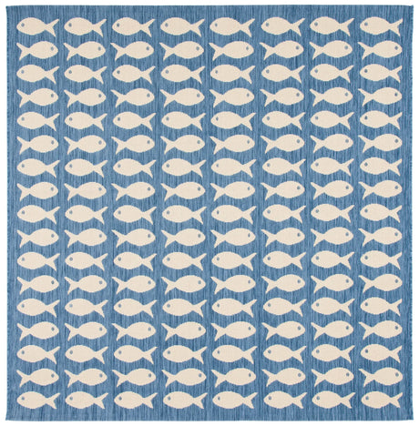 Safavieh Courtyard 6'-7" x 6'-7" Rug in Blue / Beige