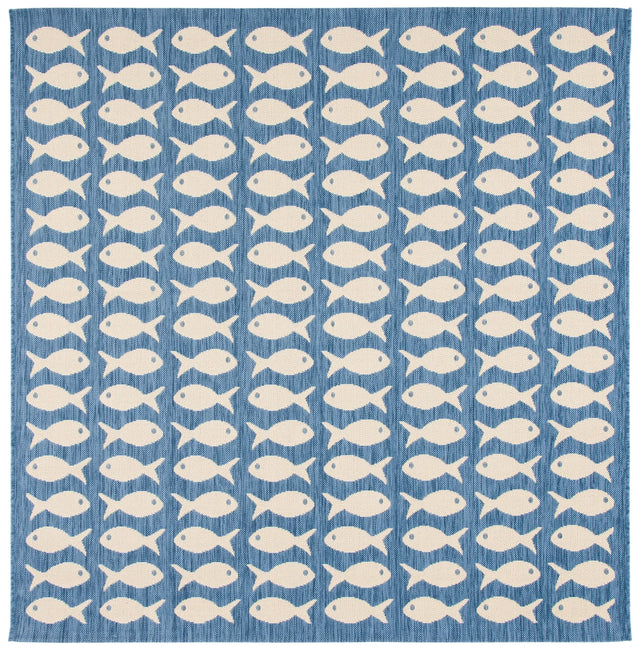 Safavieh Courtyard 6'-7" x 6'-7" Rug in Blue / Beige