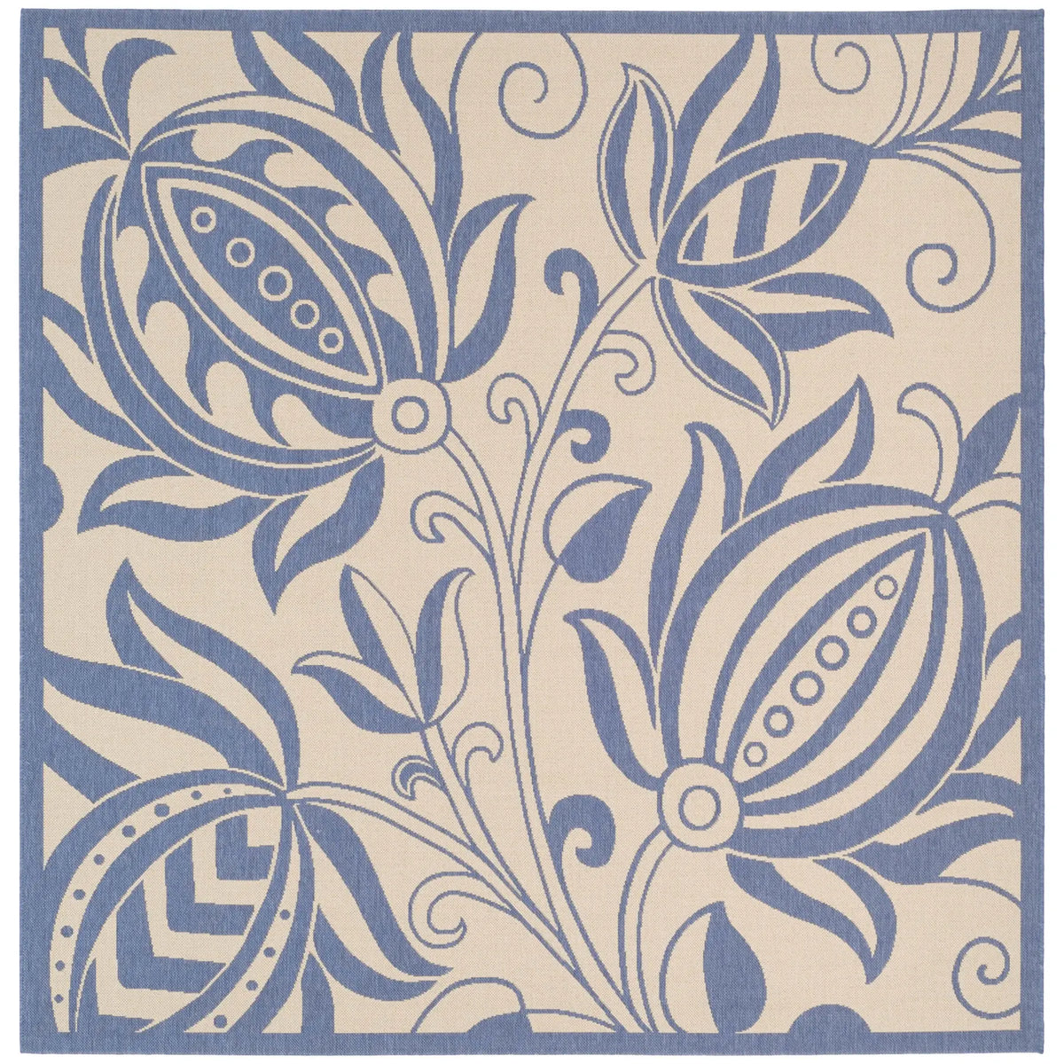 Safavieh Courtyard 7'-10" x 7'-10" Rug in Natural / Blue