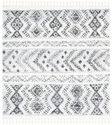 Safavieh Moroccan Tassel Shag 6'-7" x 6'-7" Rug in Ivory / Grey