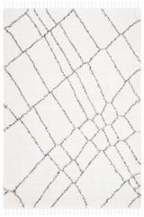 Safavieh Moroccan Fringe Shag 4'-0" x 6'-0" Rug in Ivory / Grey