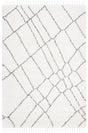Safavieh Moroccan Fringe Shag 4'-0" x 6'-0" Rug in Ivory / Grey