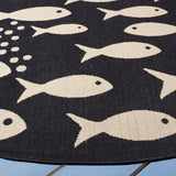 Safavieh Courtyard 5'-3" x 5'-3" Rug in Black / Beige