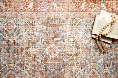 Loloi Layla Lay-04 Ocean / Rust Rugs - styled aerial 1