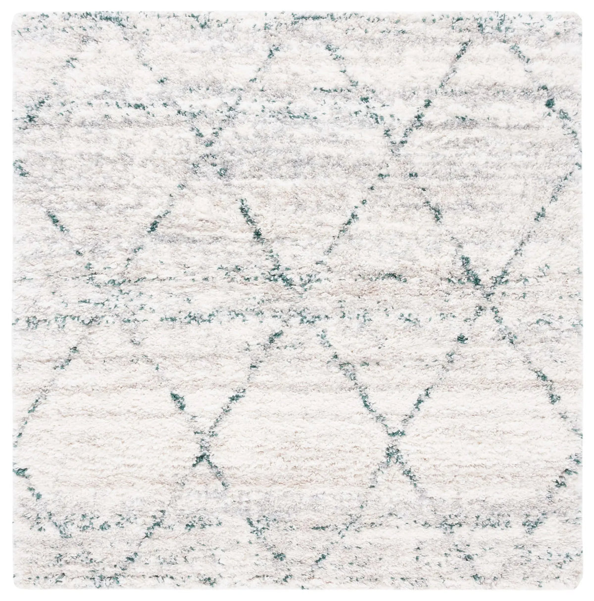 Safavieh Fontana Shag  800 6'-7" x 6'-7" Rug in Green / Ivory