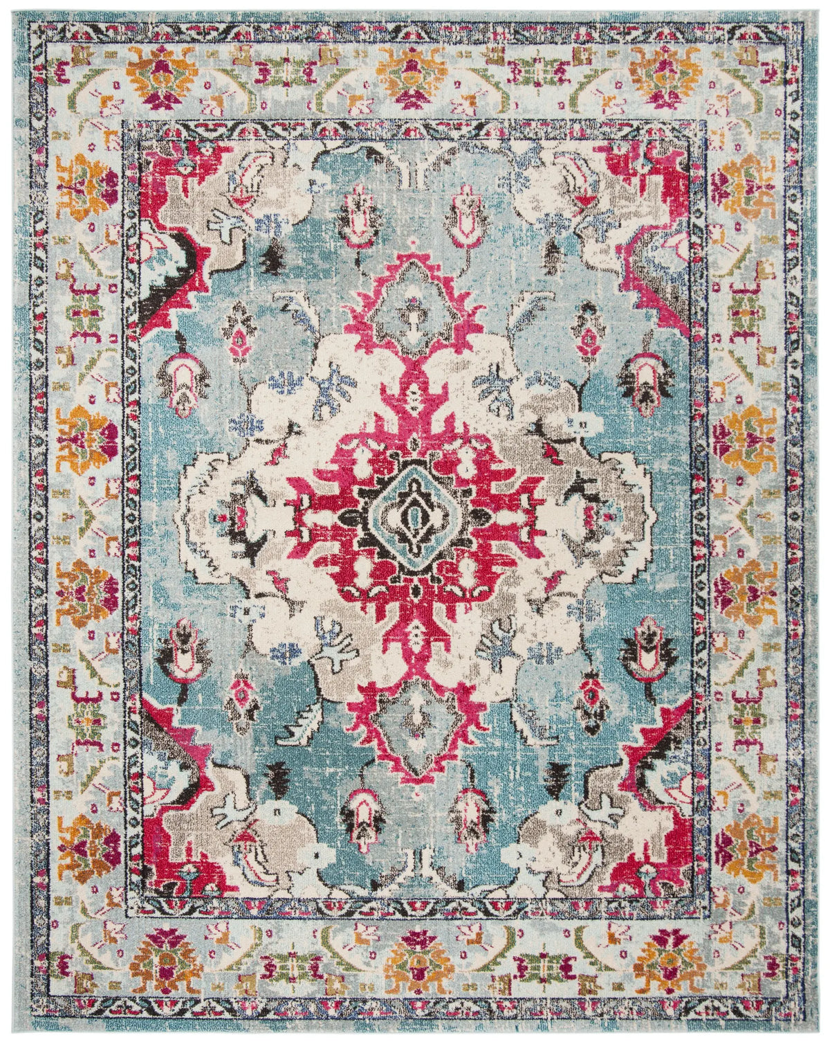 Safavieh Monaco 10'-0" x 14'-0" Rug in Light Blue / Fuchsia