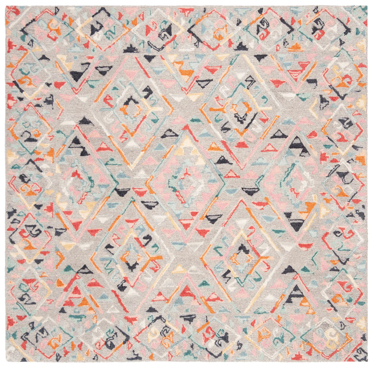 Safavieh Micro-Loop 5'-0" x 5'-0" Rug in Grey / Pink